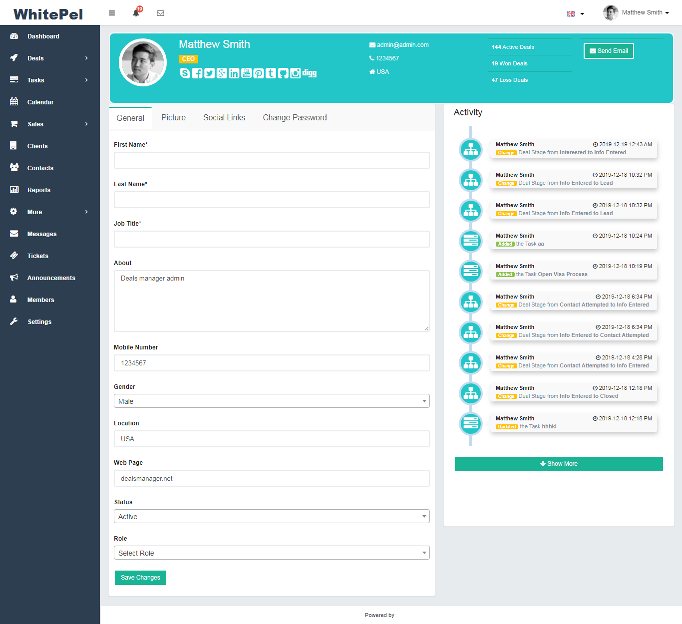 user profile